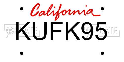 KUFK95 California License Plate
