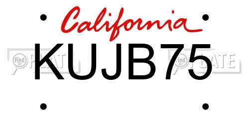 KUJB75 California License Plate