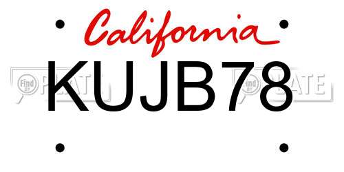 KUJB78 California License Plate