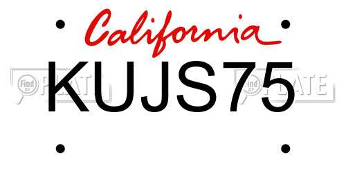 KUJS75 California License Plate