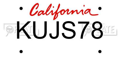 KUJS78 California License Plate