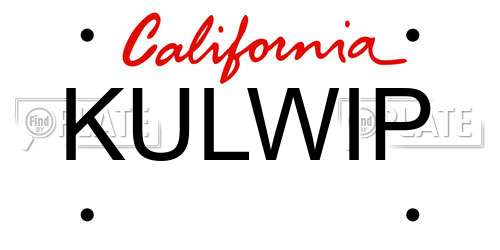 KULWIP California License Plate