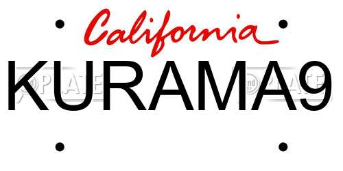 KURAMA9 California License Plate