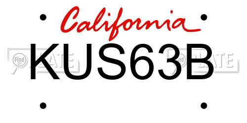 KUS63B California License Plate