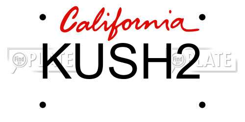 KUSH2 California License Plate