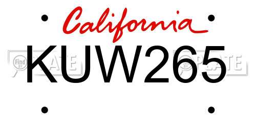 KUW265 California License Plate
