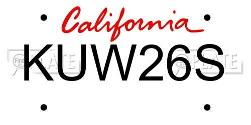 KUW26S California License Plate