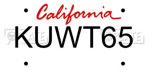 KUWT65 California License Plate