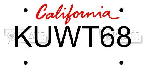 KUWT68 California License Plate