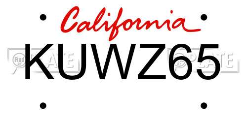 KUWZ65 California License Plate