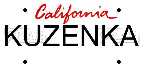 KUZENKA California License Plate