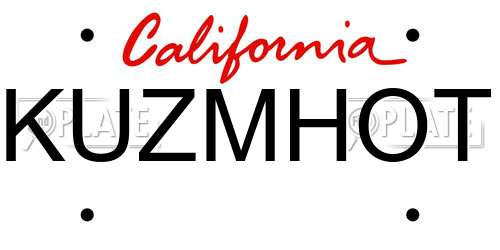 KUZMHOT California License Plate