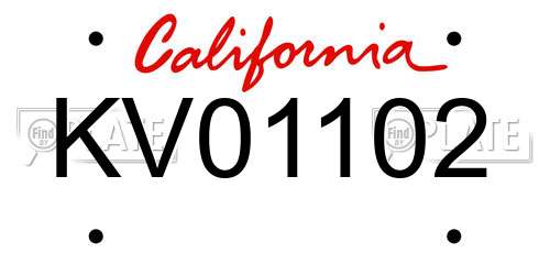 KV01102 California License Plate