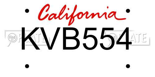 KVB554 California License Plate