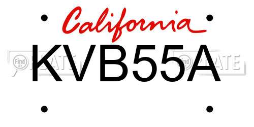 KVB55A California License Plate