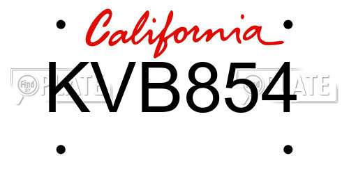 KVB854 California License Plate