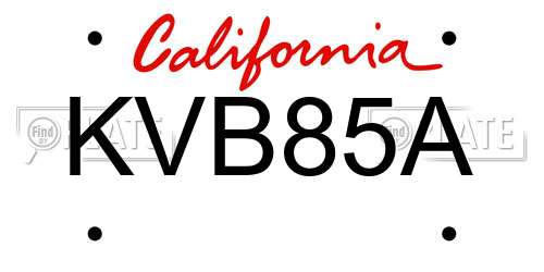 KVB85A California License Plate