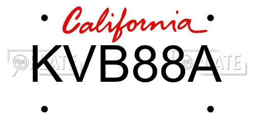 KVB88A California License Plate