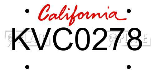KVC0278 California License Plate