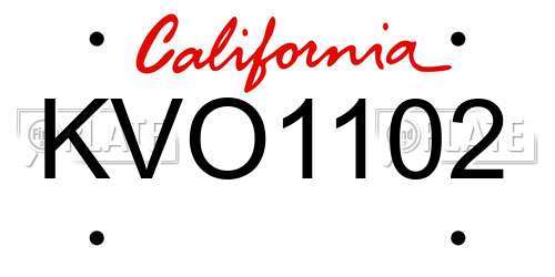 KVO1102 California License Plate