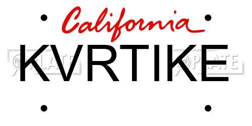 KVRTIKE California License Plate