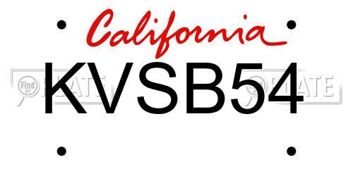KVSB54 California License Plate