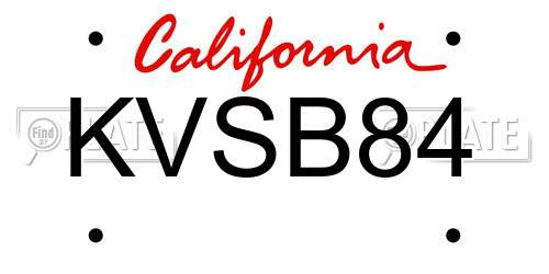 KVSB84 California License Plate