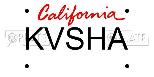 KVSHA California License Plate