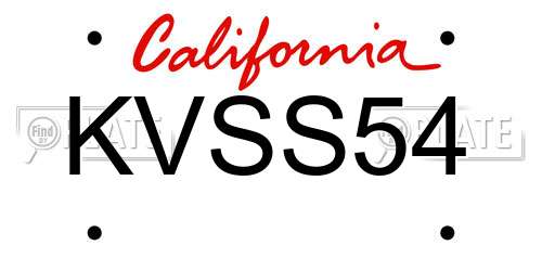 KVSS54 California License Plate