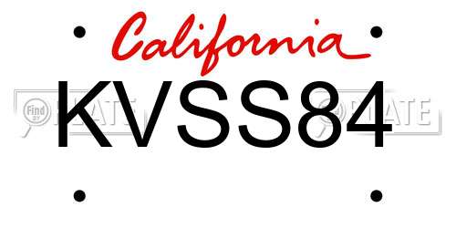 KVSS84 California License Plate