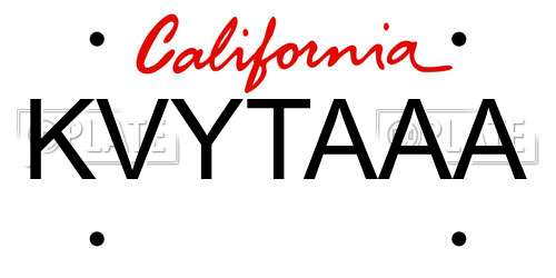 KVYTAAA California License Plate