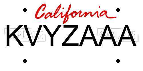 KVYZAAA California License Plate