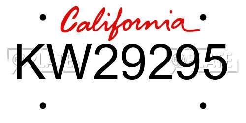 KW29295 California License Plate