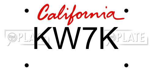 KW7K California License Plate