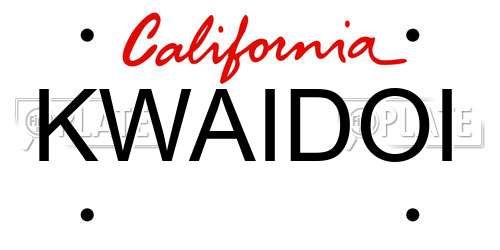 KWAIDOI California License Plate