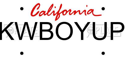 KWBOYUP California License Plate