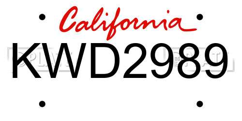 KWD2989 California License Plate