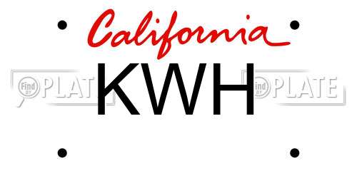 KWH California License Plate