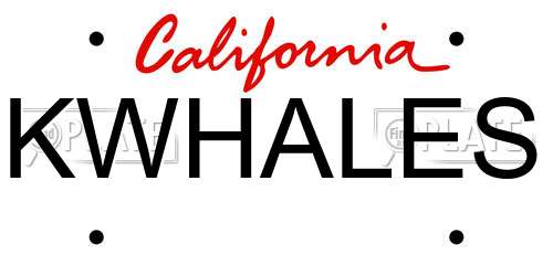 KWHALES California License Plate