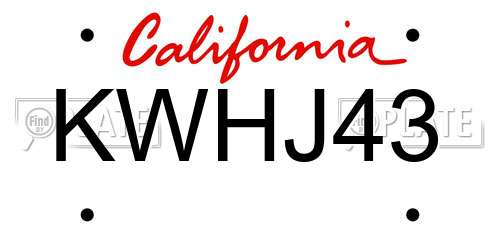 KWHJ43 California License Plate
