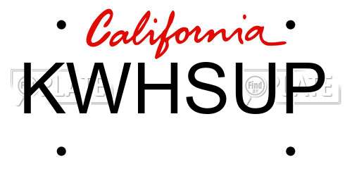 KWHSUP California License Plate