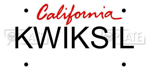 KWIKSIL California License Plate