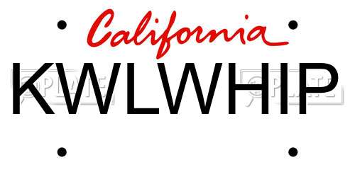 KWLWHIP California License Plate
