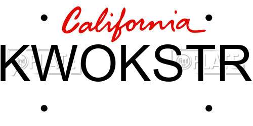 KWOKSTR California License Plate