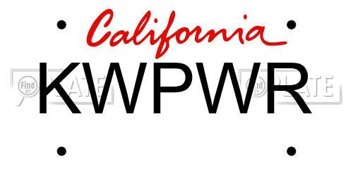 KWPWR California License Plate