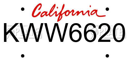 KWW6620 California License Plate