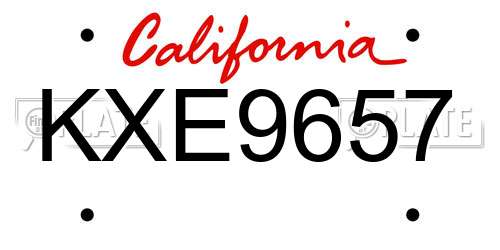 KXE9657 California License Plate