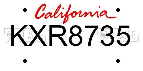 KXR8735 California License Plate