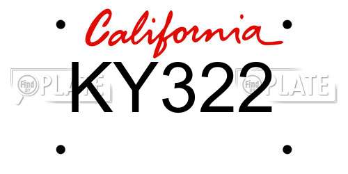 KY322 California License Plate