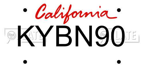 KYBN90 California License Plate